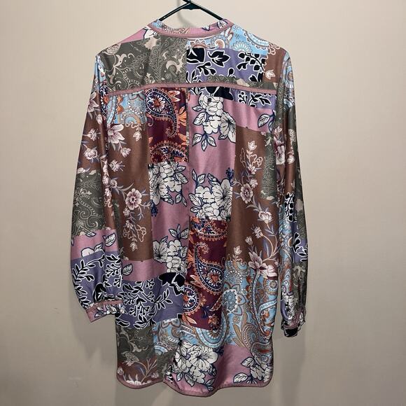 Soft Surroundings Women Tunic Top Floral Patchwork Alvadore Fleur L Boho Hippie - Picture 2 of 7